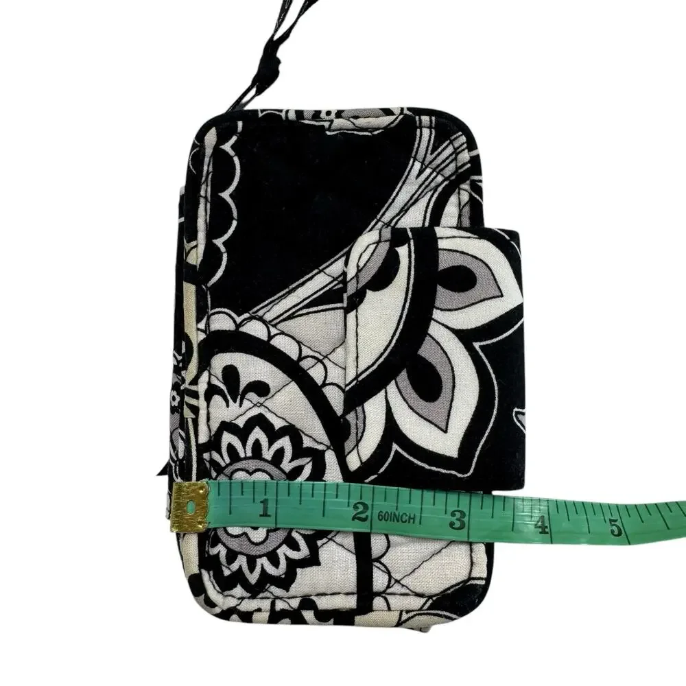 VERA BRADLEY Mini Wallet Midnight Paisley Black White Gray Zip Snap *READ*